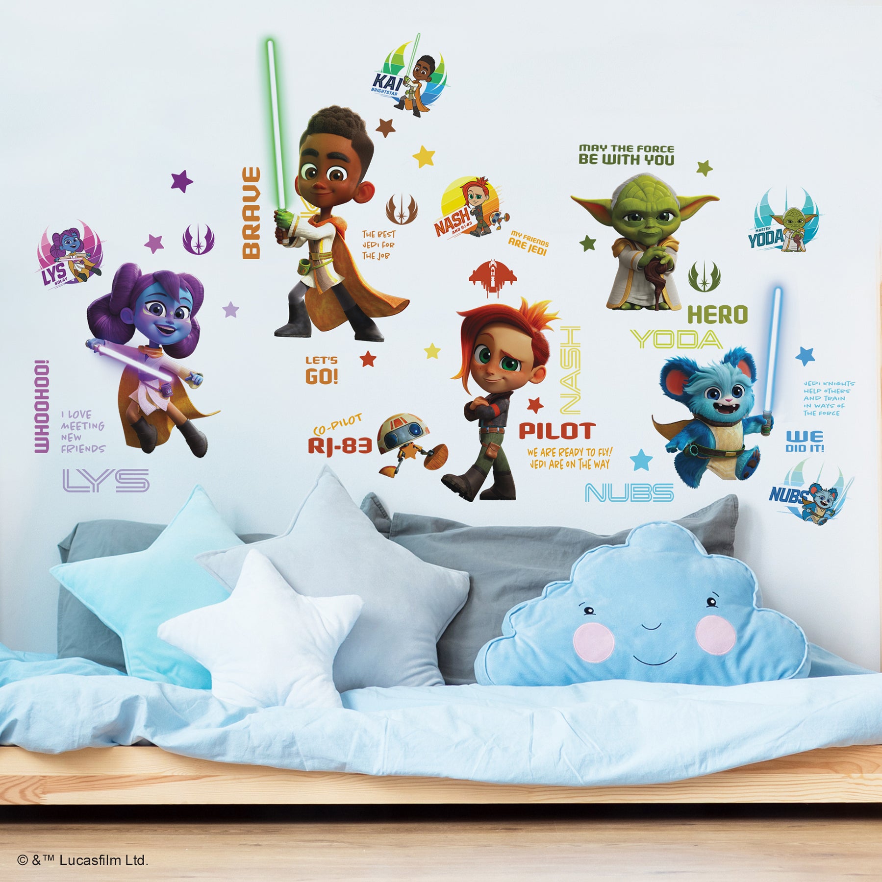 Star Wars Young Jedi Adventures Wall Decals in a room setting