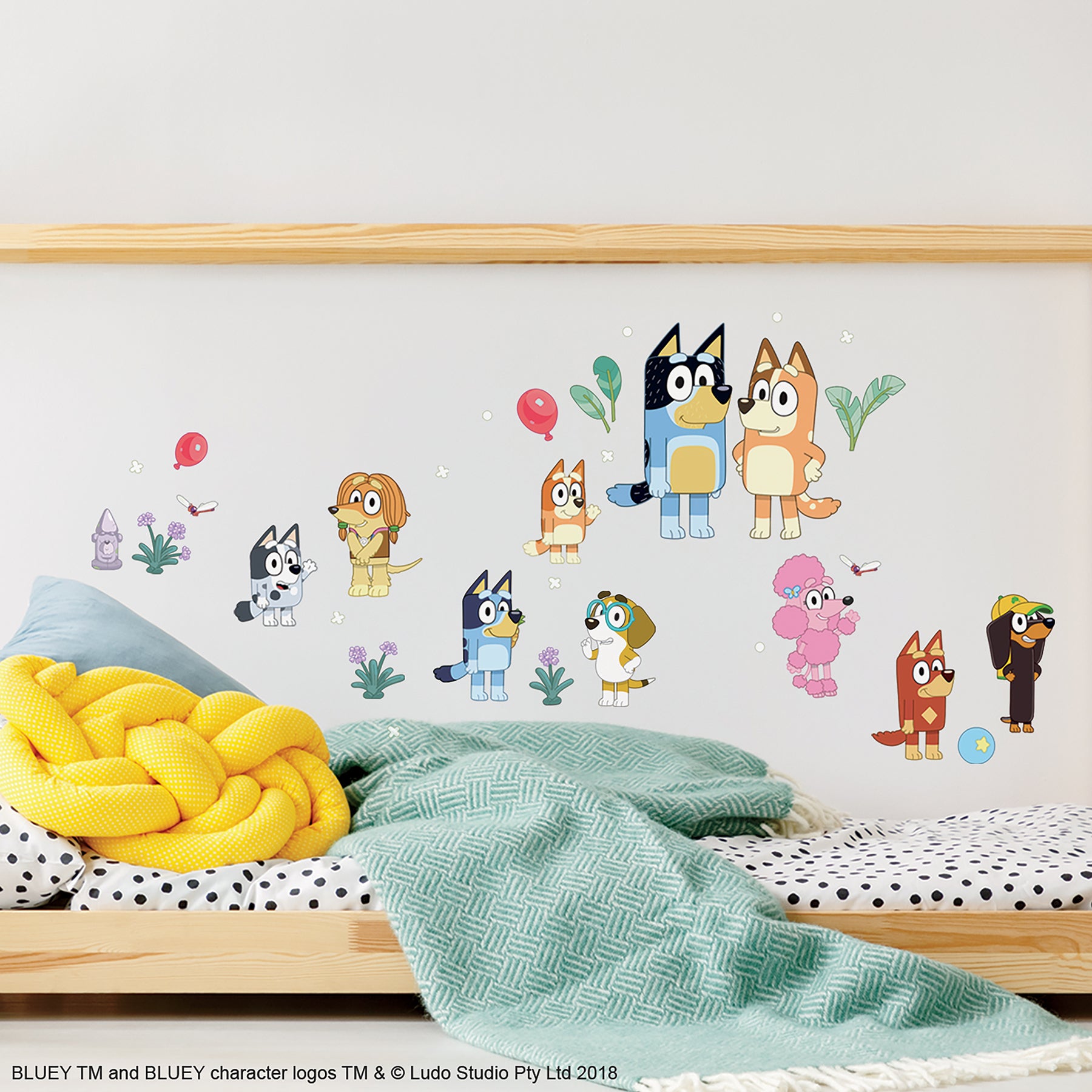 Bluey Family & Friends Wall Decals in a room setting