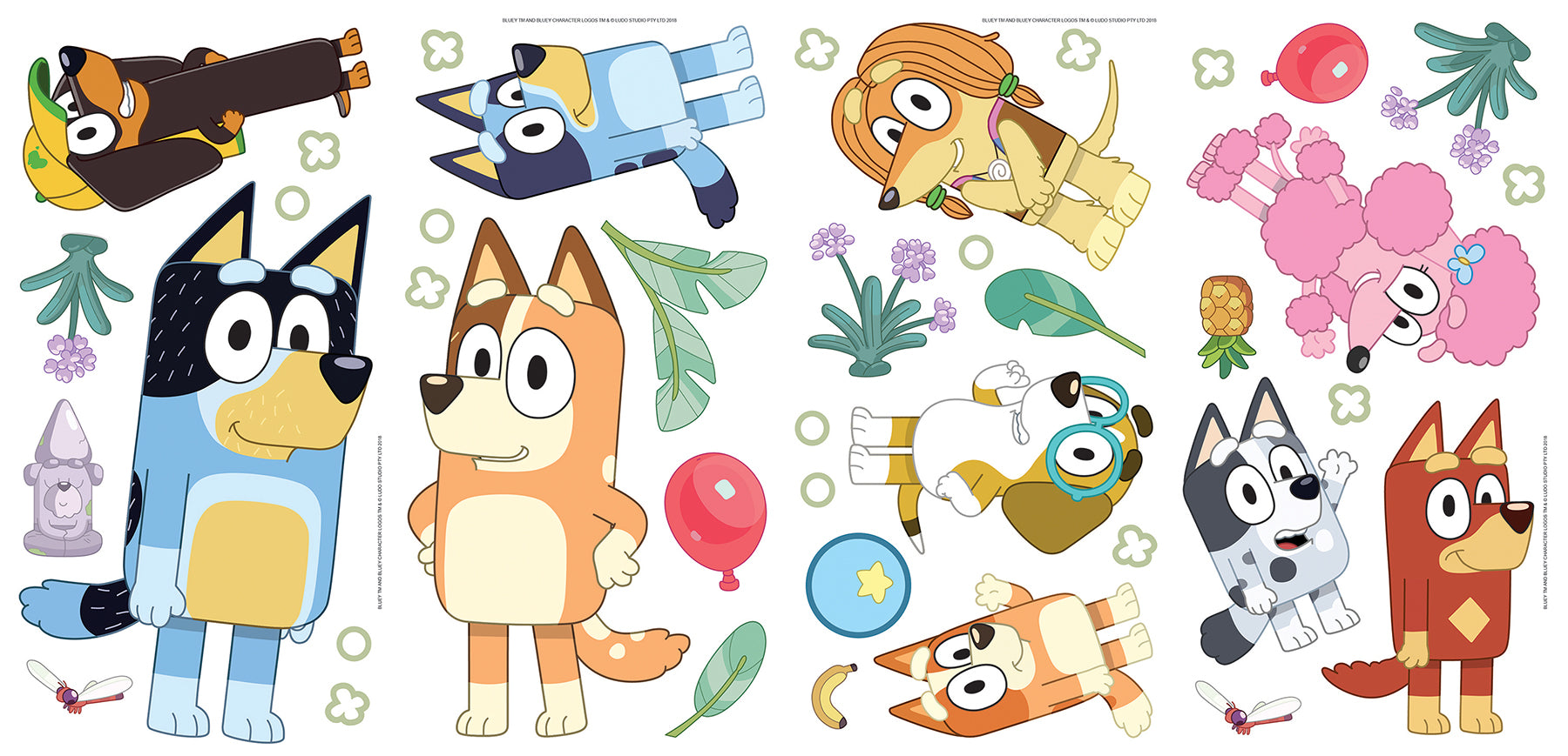 Bluey Family & Friends Wall Decals - panels
