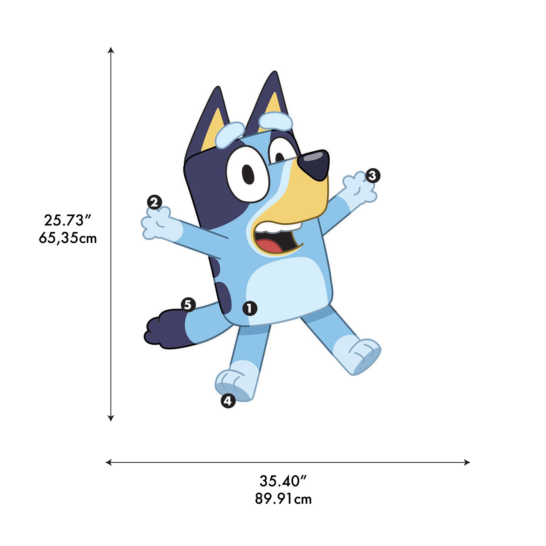 Bluey Character Wall Decals - dimensions