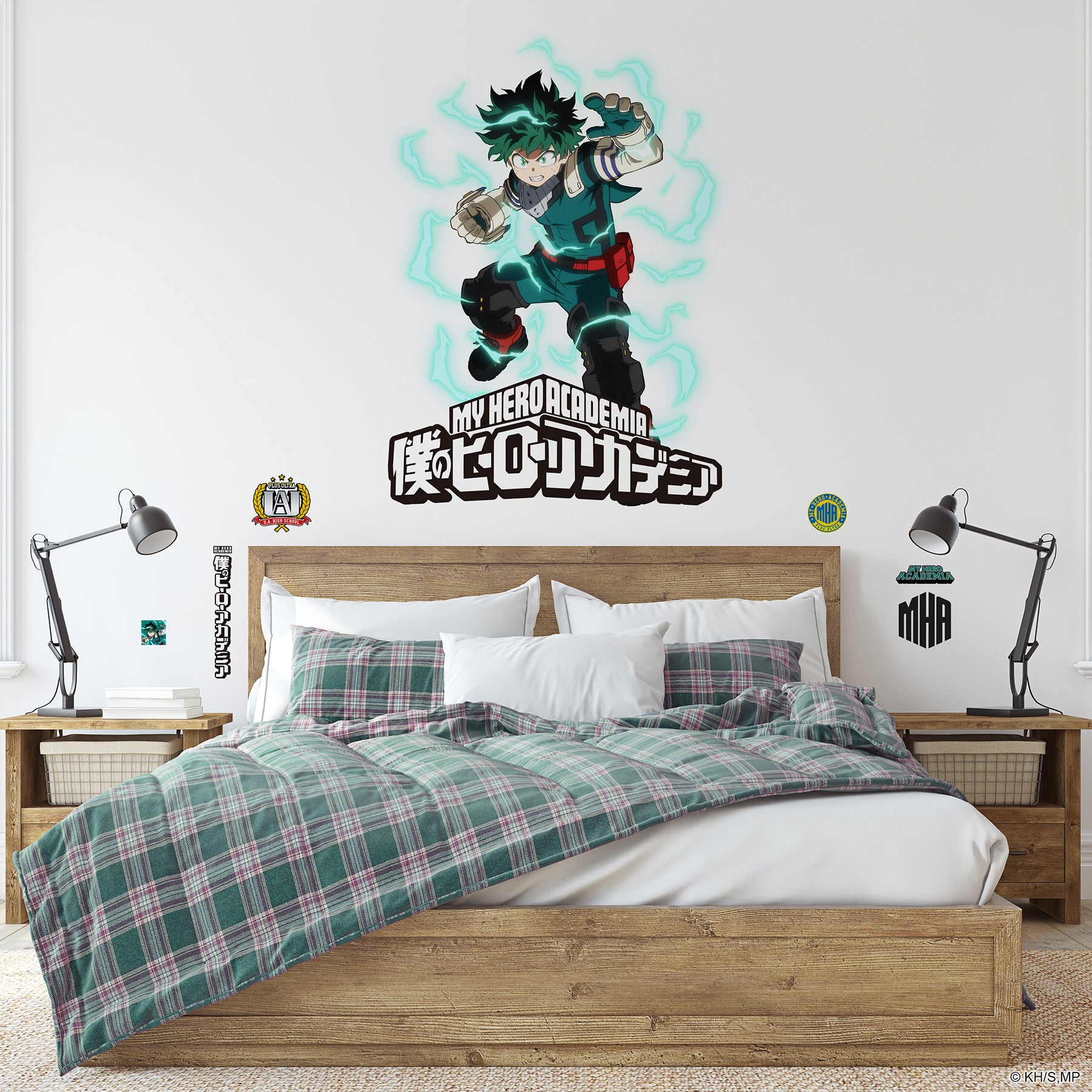 My Hero Academia Deku Wall Decals in a room setting