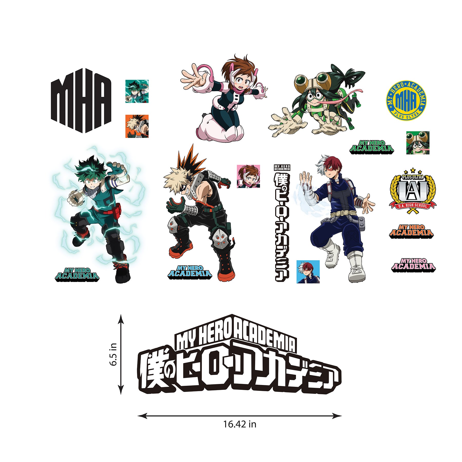 My Hero Academia Wall Decals - dimensions