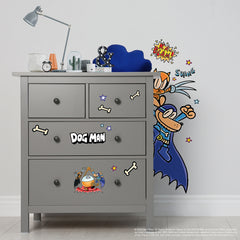 Dog Man Supa Buddies Wall Decals in a room setting
