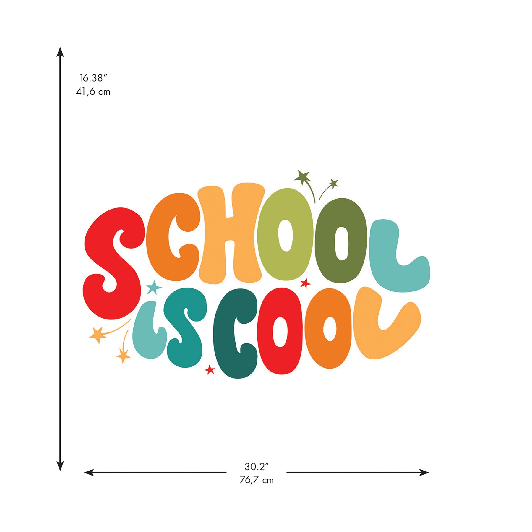 School is Cool Wall Decals - dimensions