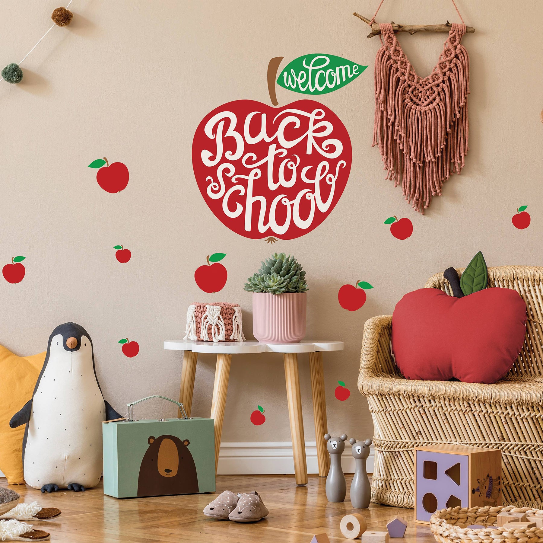 Back to School Apple Wall Decals in a room setting