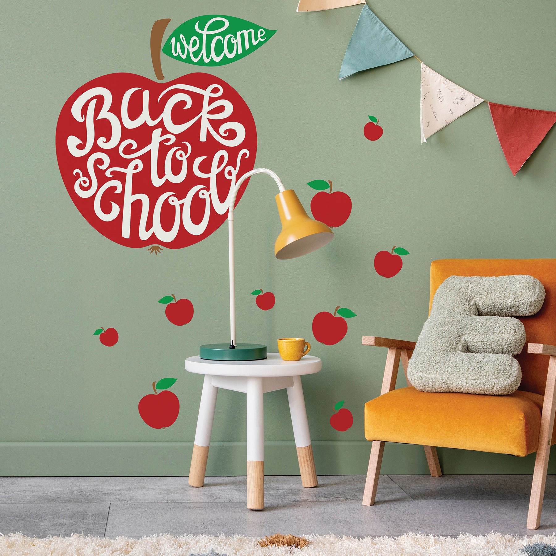 Back to School Apple Wall Decals in a room setting