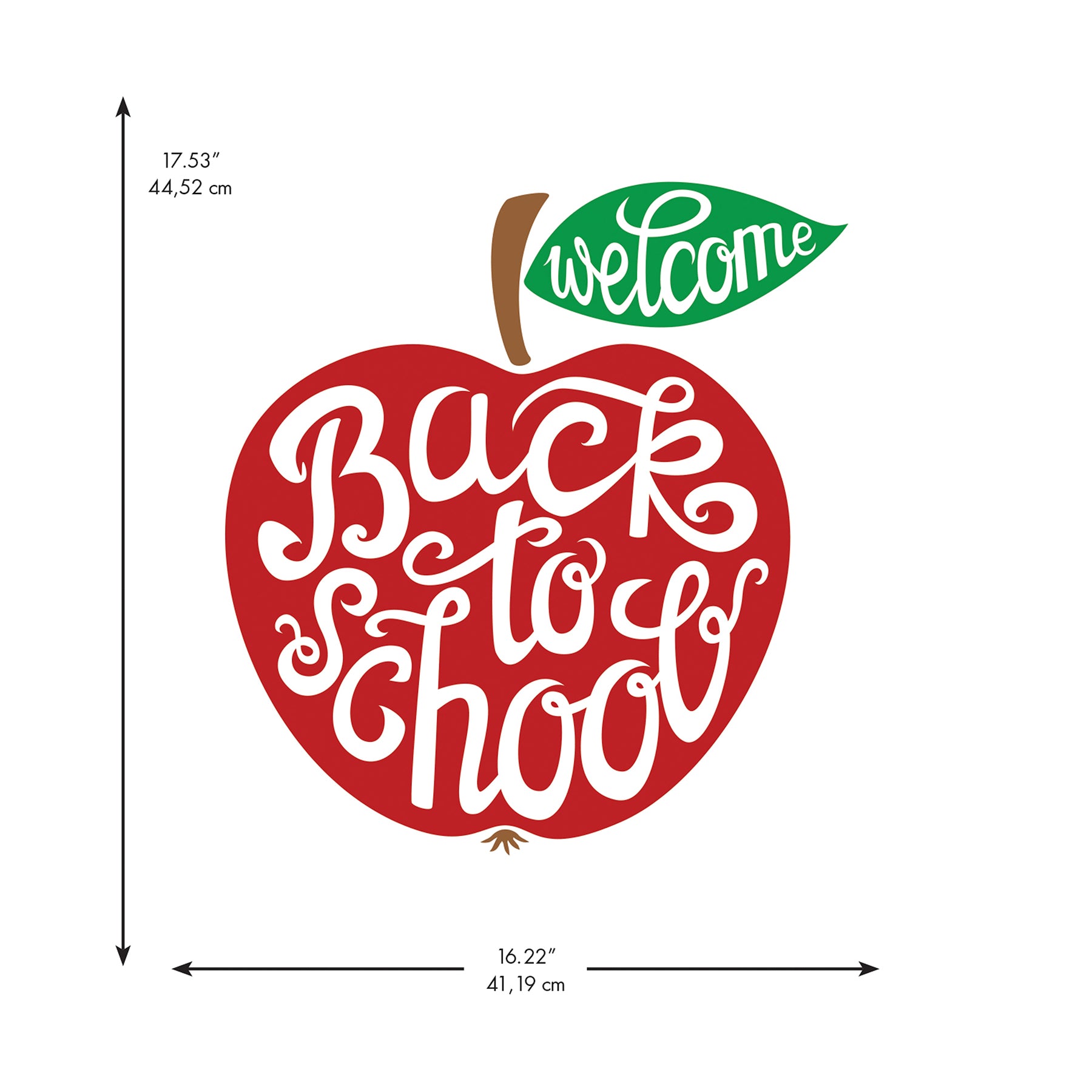Back to School Apple Wall Decals - dimensions