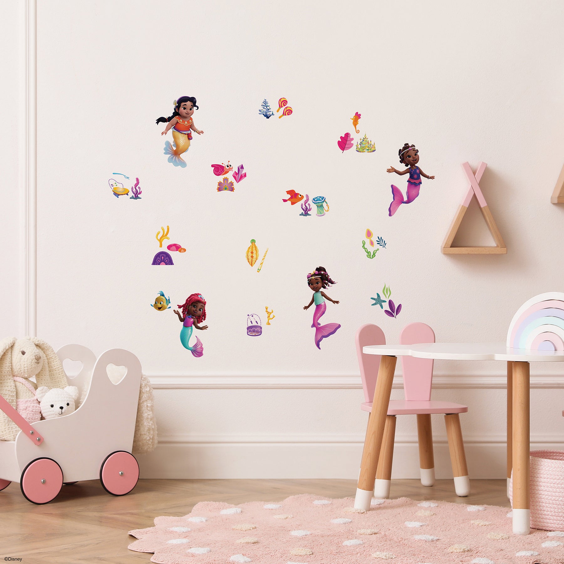 Disney Junior Ariel & Friends Wall Decals in a room setting