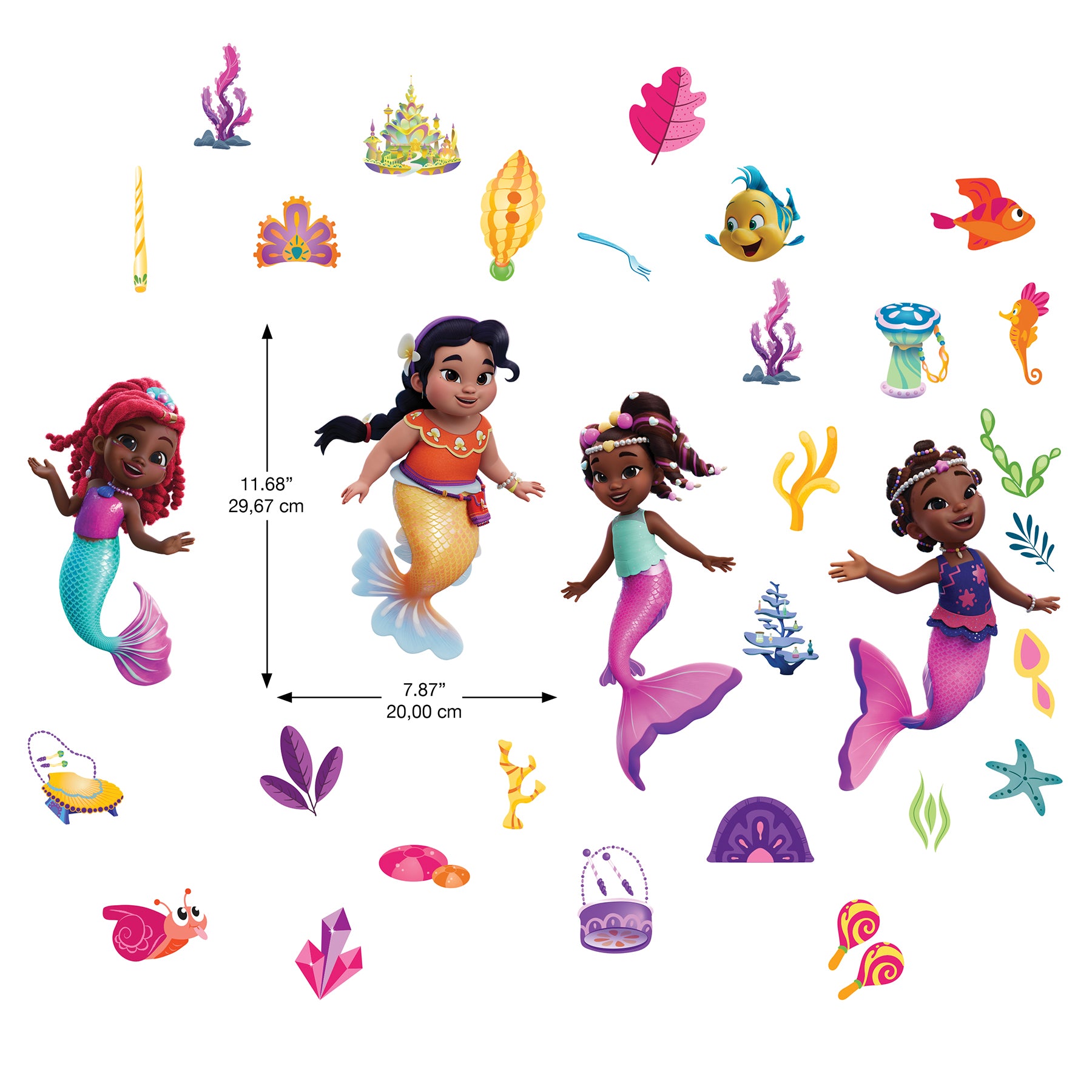 Disney Junior Ariel & Friends Wall Decals - dimensions