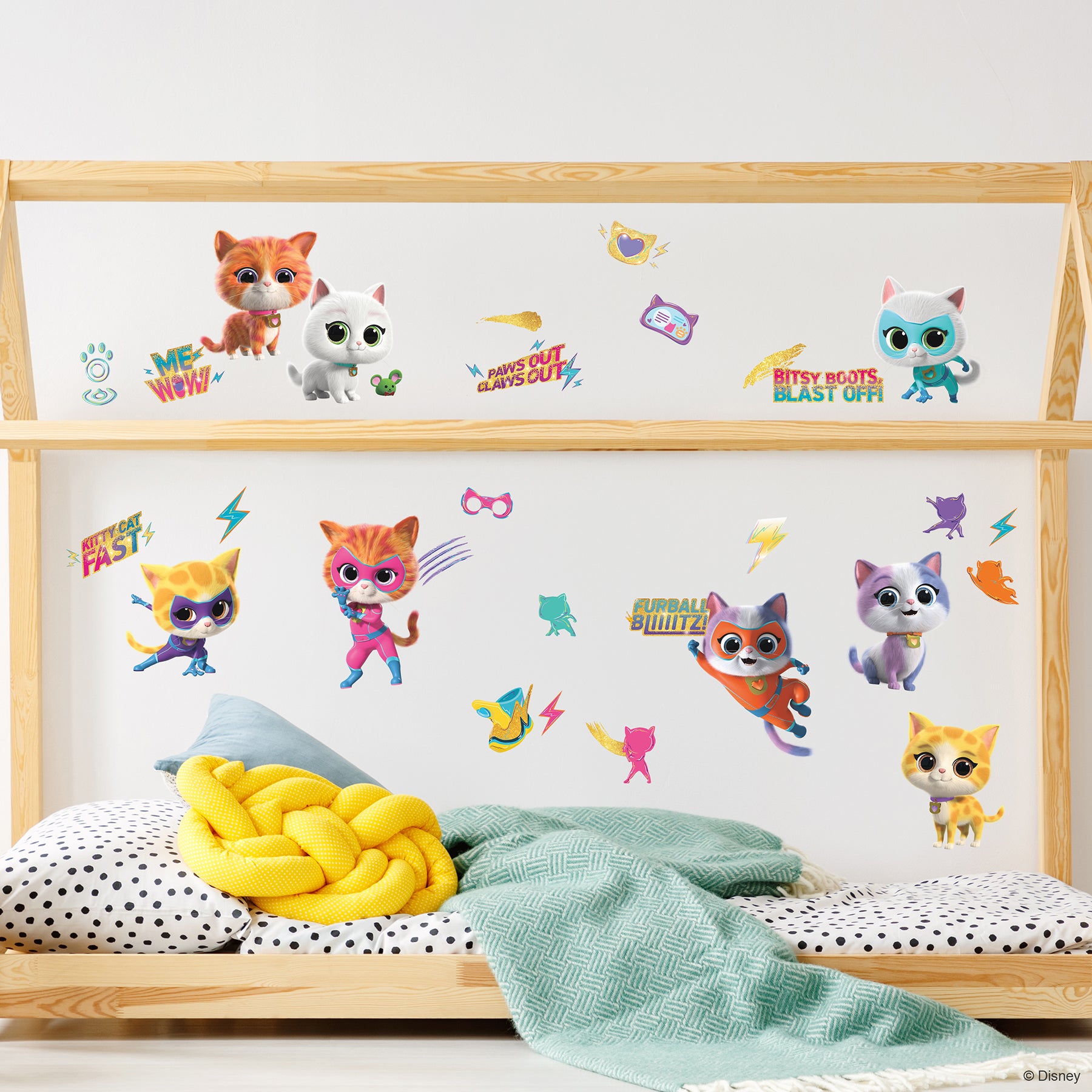 Disney Jr SuperKitties Wall Decals in a room setting