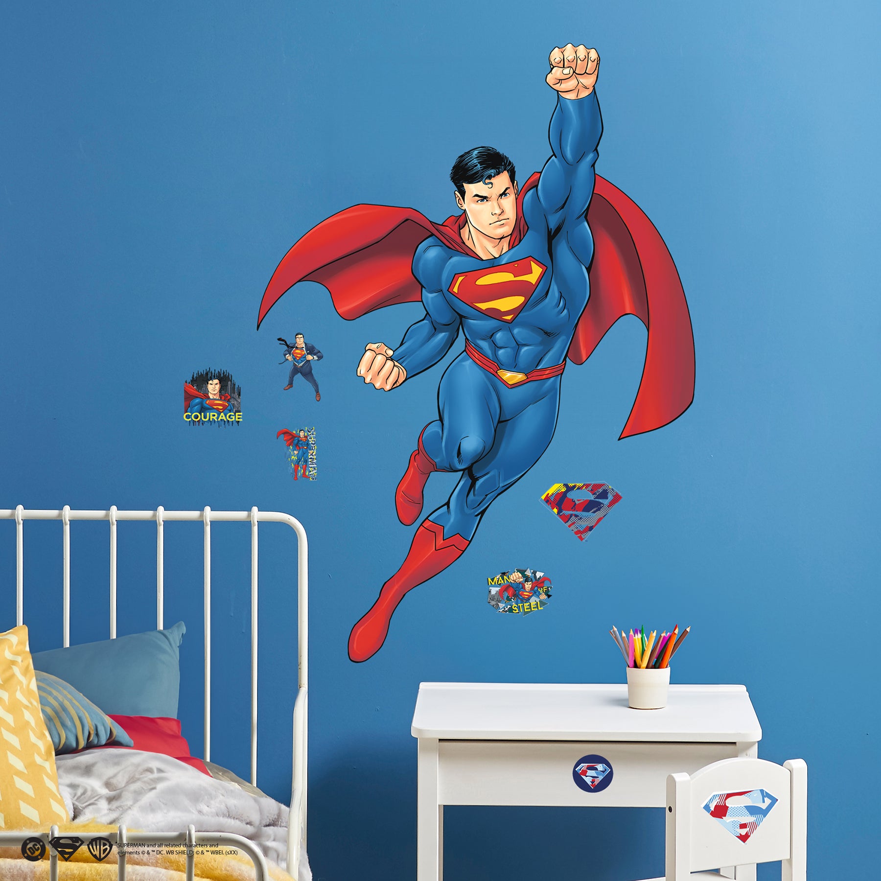 Superman Global Hero Peel and Stick Wall Decals in a room setting