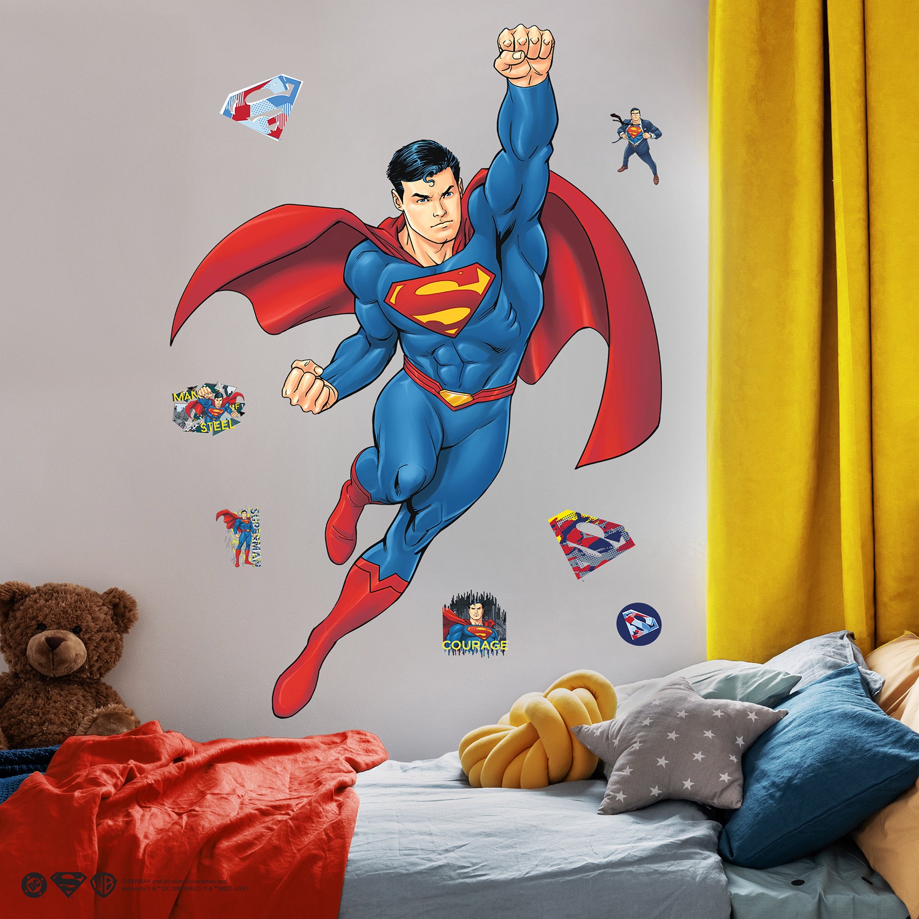 Superman Global Hero Peel and Stick Wall Decals in a room setting