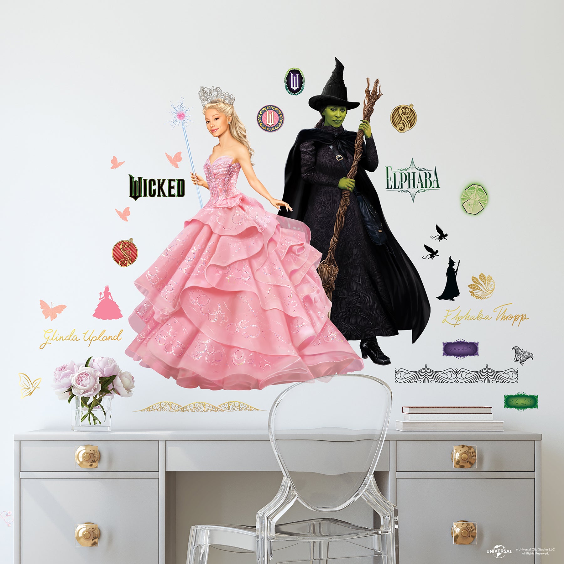 Wicked Glinda Wall Quotes in a room setting