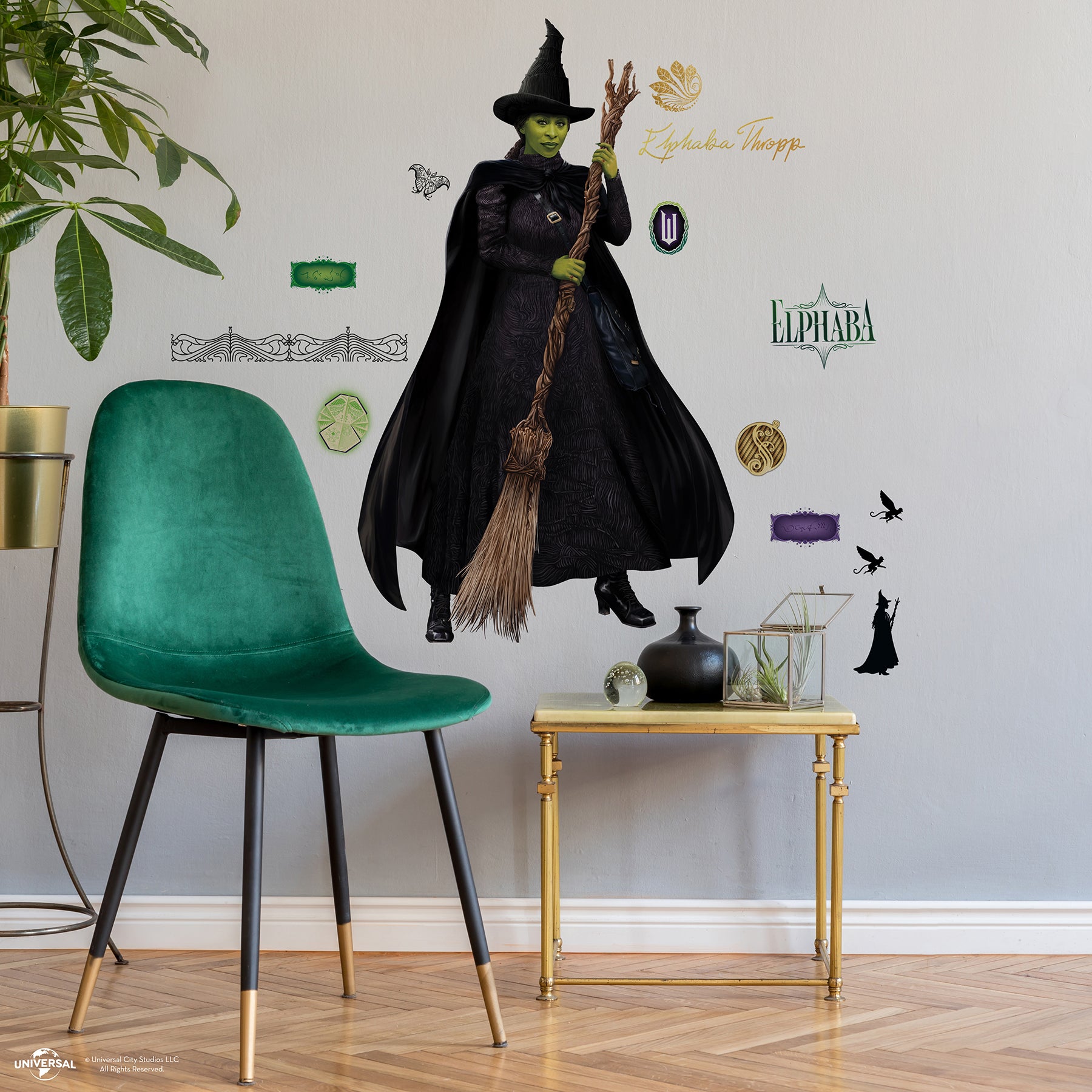 Wicked Elphaba Wall Quotes in a room setting