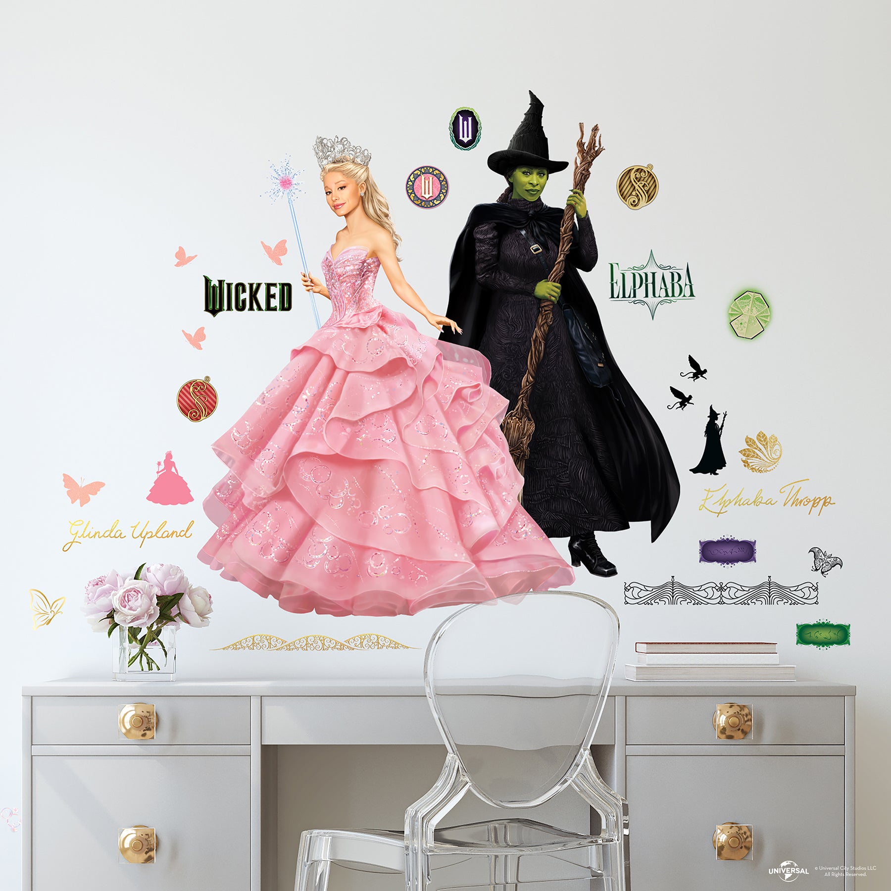 Wicked Elphaba Wall Quotes in a room setting