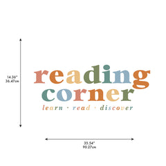 Create an inviting classroom reading nook with the Reading Corner Multicolor Wall Quote Decals by WallPops. Featuring vibrant Reading Corner text above the inspiring words learn · read · discover, these easy-to-apply peel and stick decals are perfect for your space. The set includes a vertical arrow 36.47 cm and a horizontal arrow 90.27 cm, all on a crisp white background, making it simple to mark your reading corner in style.