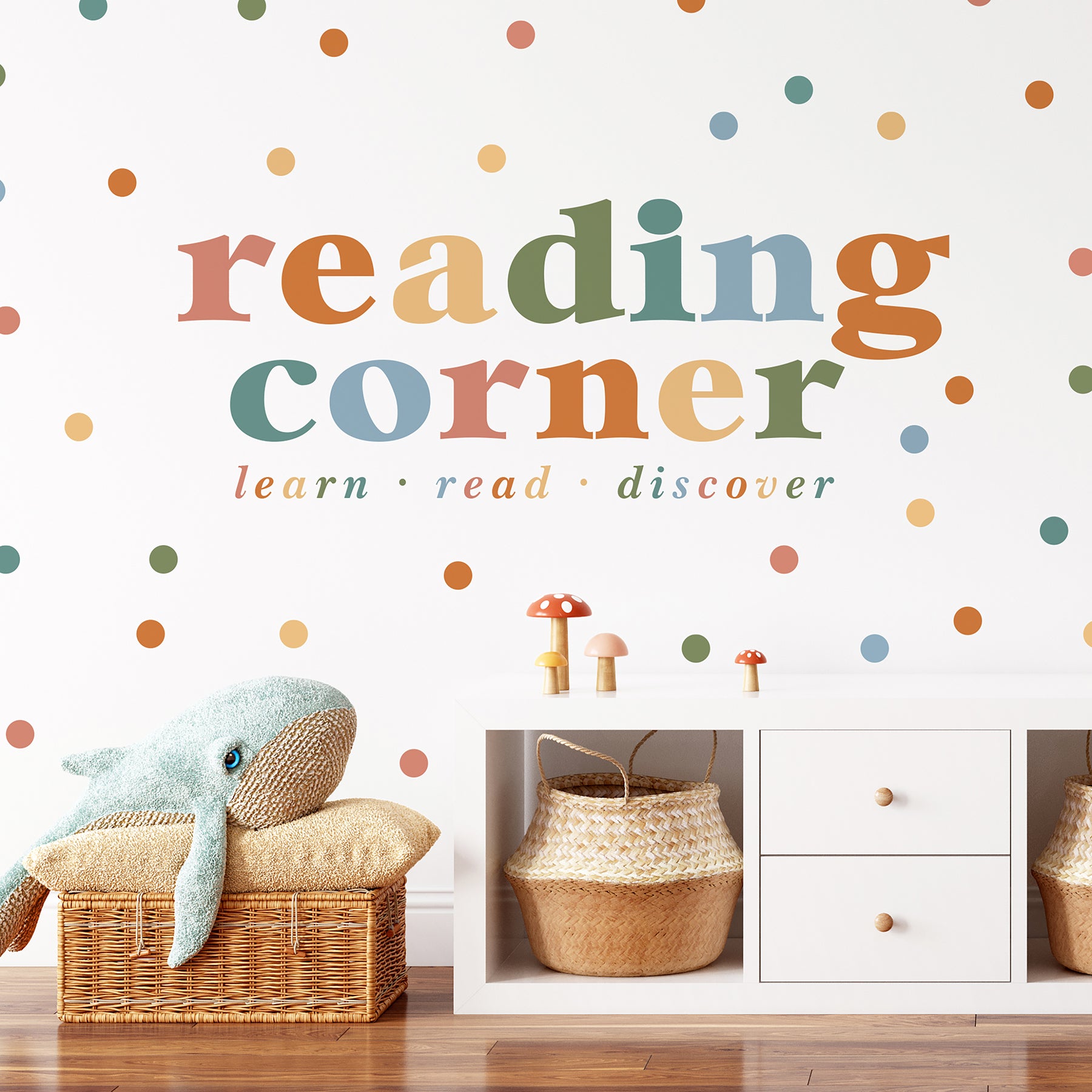 Create an inviting classroom reading nook with the Reading Corner Multicolor Wall Quote Decals by WallPops. Featuring vibrant Reading Corner text above the inspiring words learn · read · discover, these easy-to-apply peel and stick decals are perfect for your space. The set includes a vertical arrow 36.47 cm and a horizontal arrow 90.27 cm, all on a crisp white background, making it simple to mark your reading corner in style.