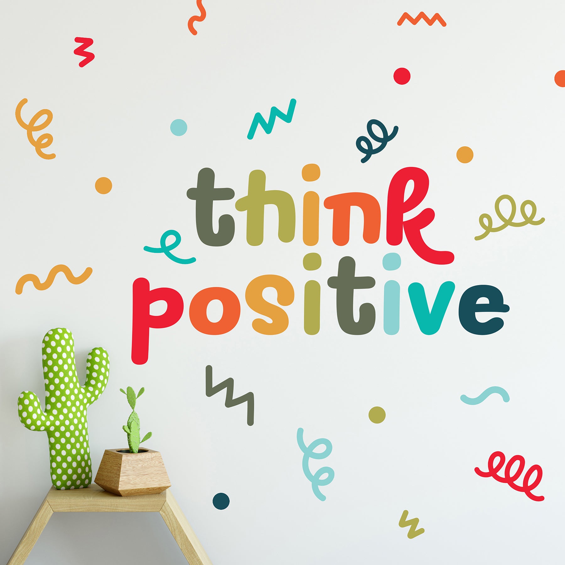 Think Positive Wall Quotes in a room setting
