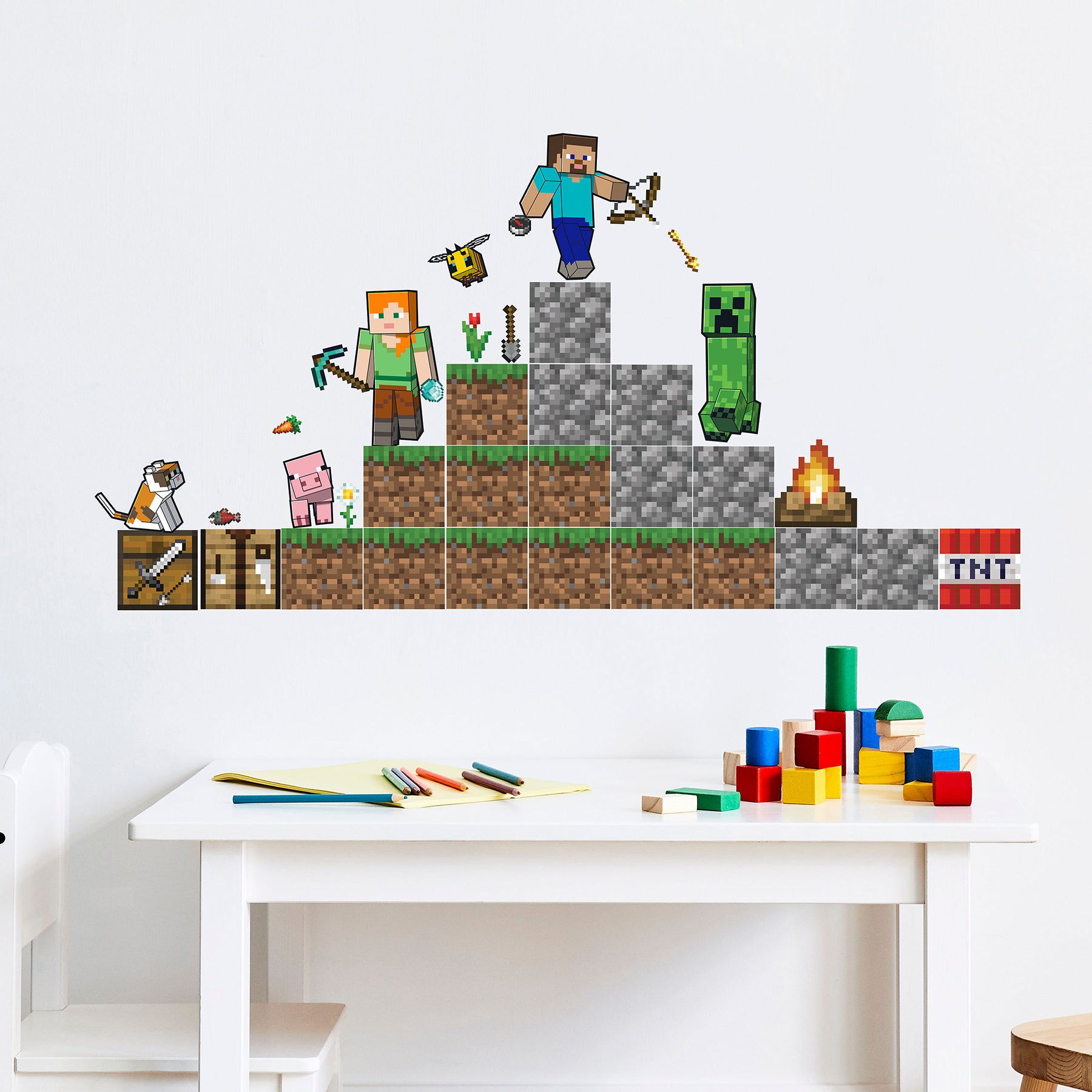Minecraft Blocks Build Your Own Wall Decals in a room setting
