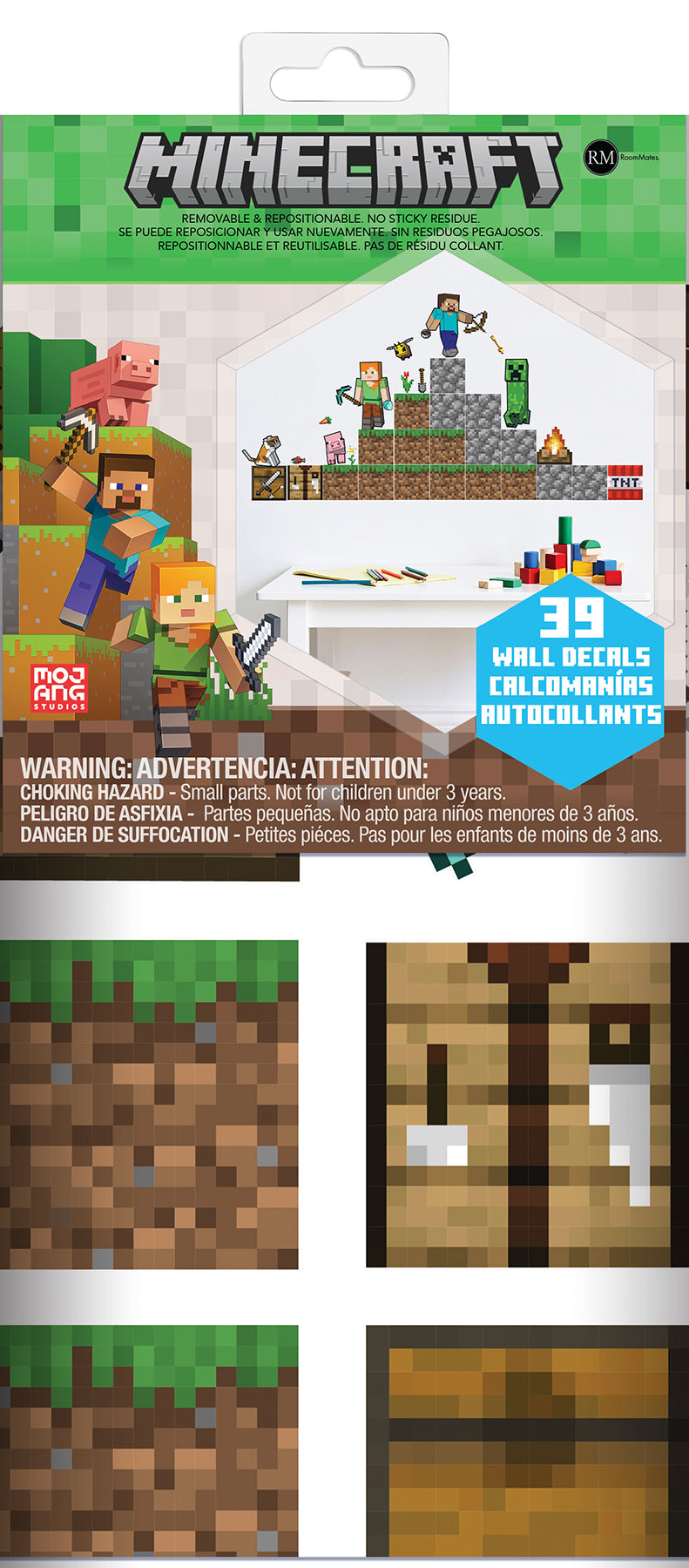 Minecraft Blocks Build Your Own Wall Decals - packaging