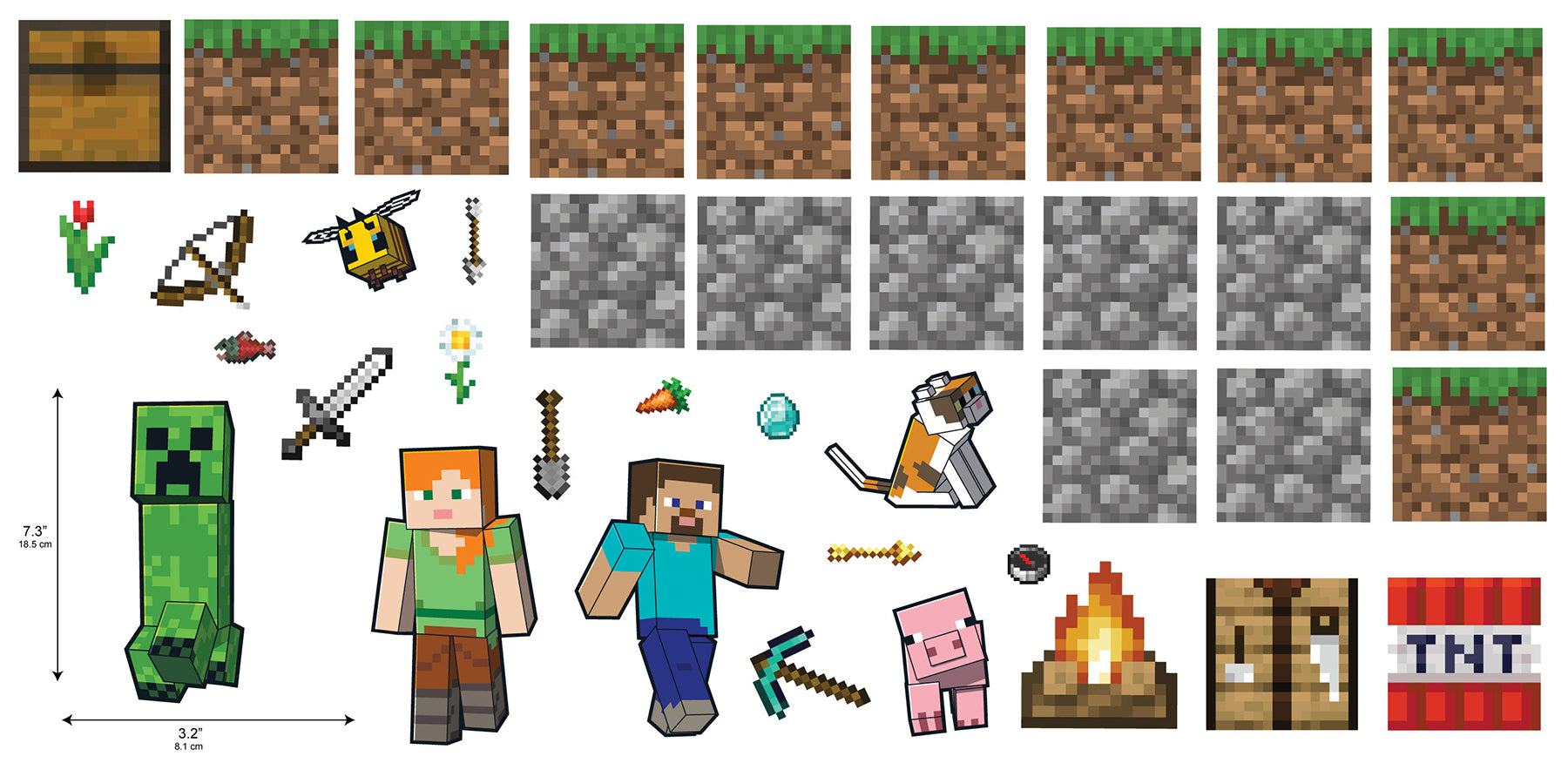 Minecraft Blocks Build Your Own Wall Decals - dimensions