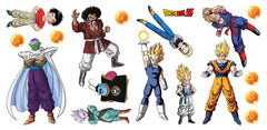 Add a dynamic touch to any room with the WallPops Dragon Ball Z Characters Wall Decals. This box includes 26 peel and stick character stickers, featuring Dragon Balls and an array of Dragon Ball Z favorites. The packaging highlights Super Saiyan Goku on the front, while smaller images showcase multiple characters and the decals displayed above a yellow chair and desk—no farmhouse flair or DIY expertise required!.