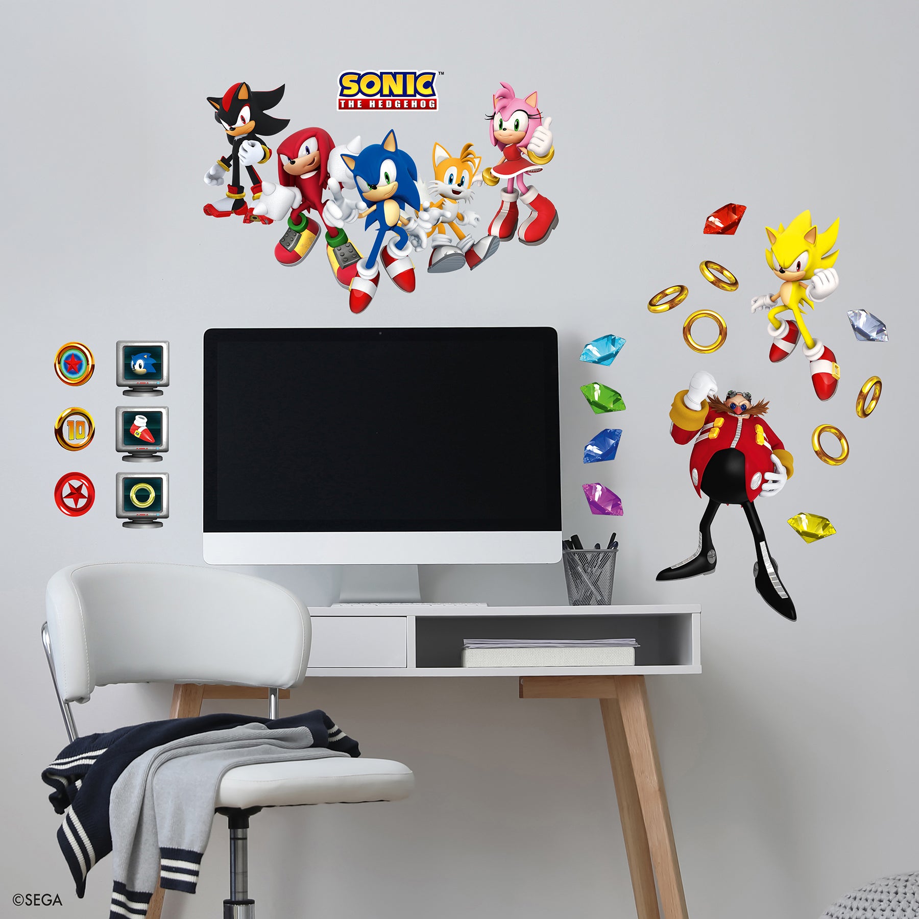Sonic The Hedgehog Wall Decals in a room setting