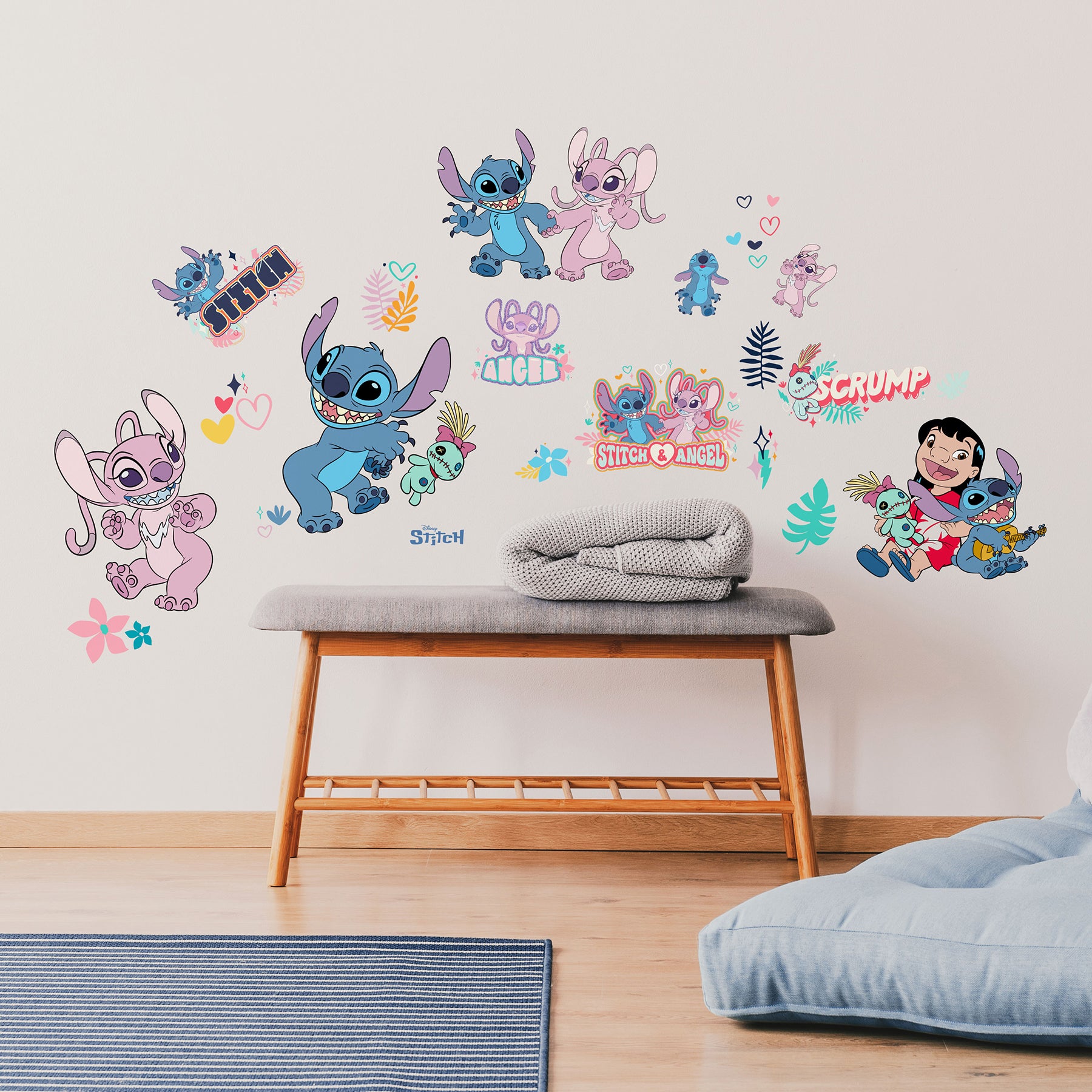 Disney Stitch & Angel Wall Decals in a room setting