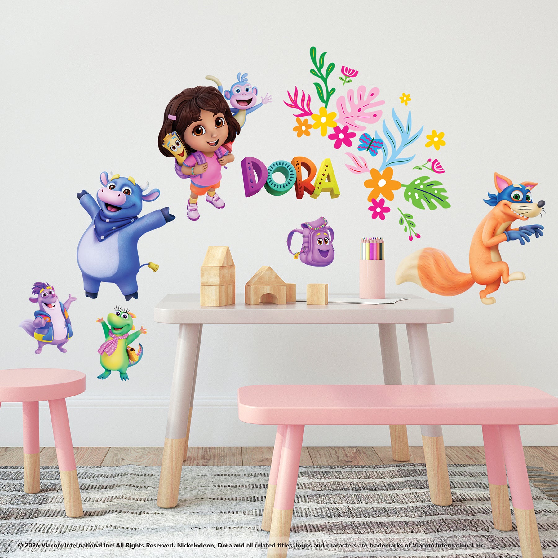 Dora and Friends Wall Decals in a room setting