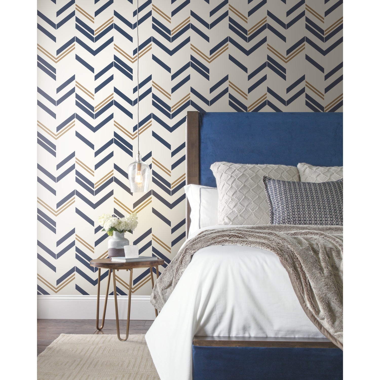 Chevron Stripe Peel and Stick Wallpaper in a room setting
