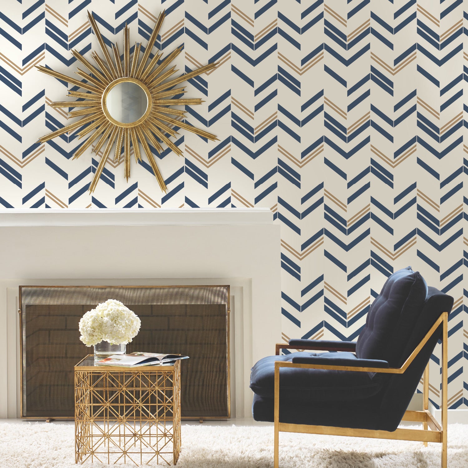Chevron Stripe Peel and Stick Wallpaper in a room setting