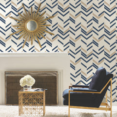 Chevron Stripe Peel and Stick Wallpaper in a room setting