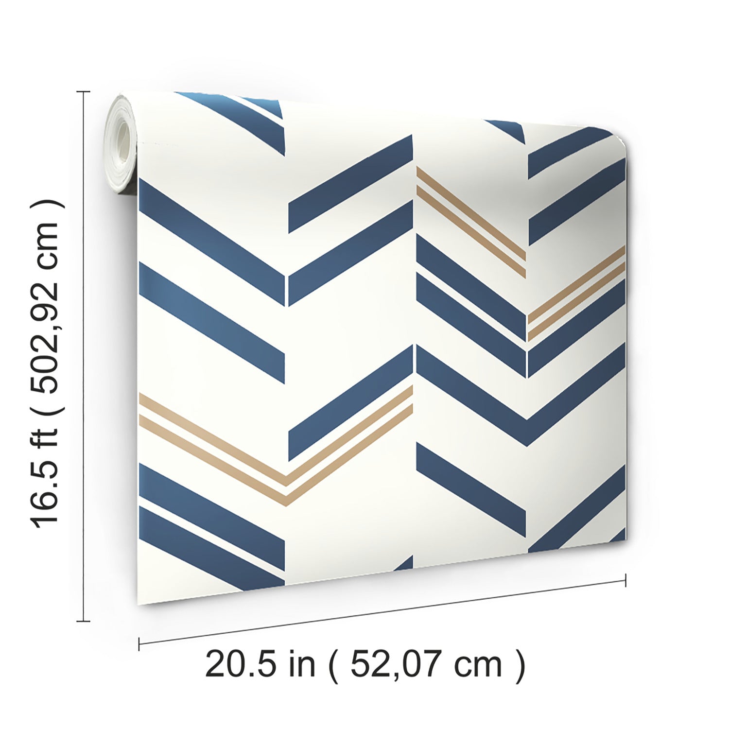 Chevron Stripe Peel and Stick Wallpaper - dimensions