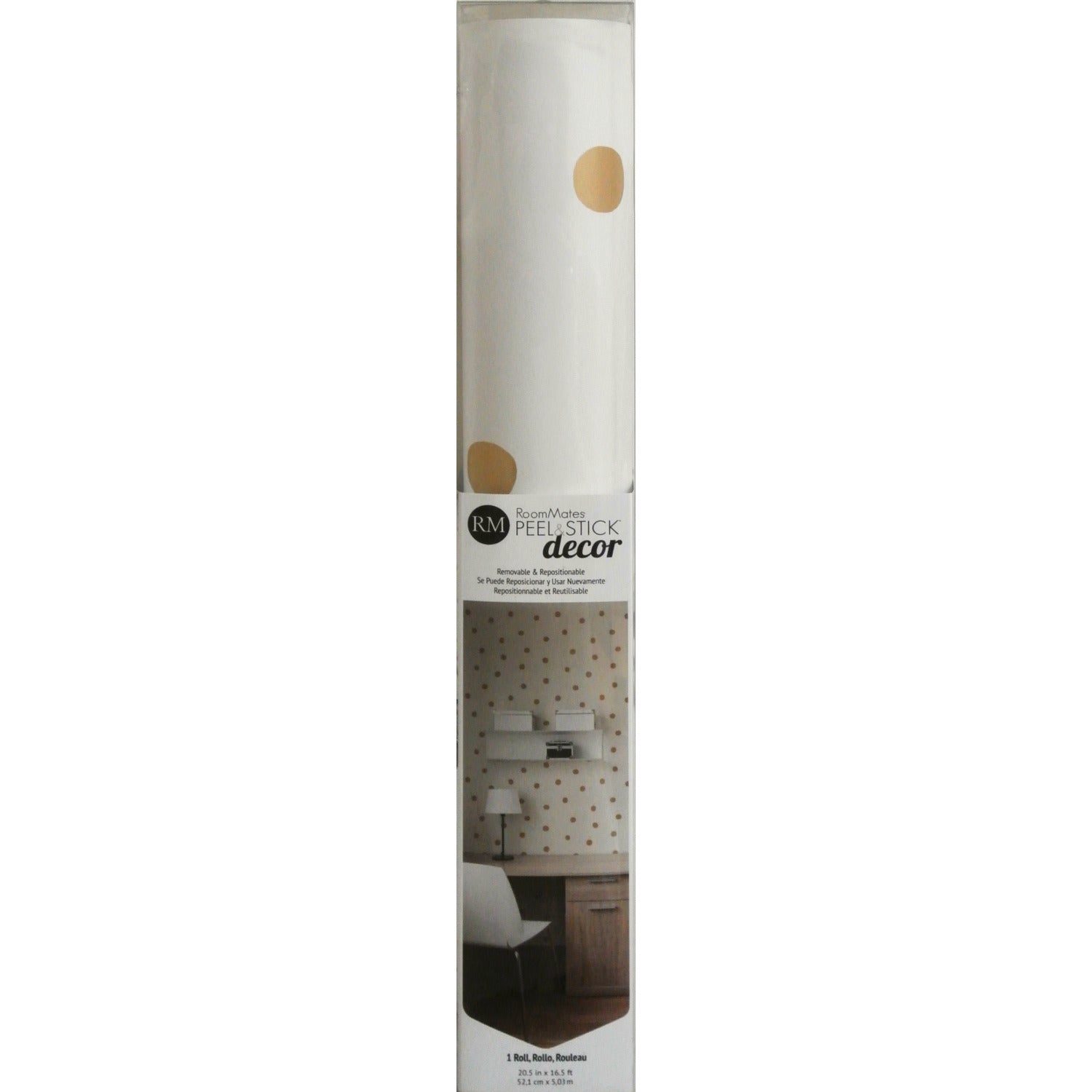 Large Gold Dot Peel and Stick Wallpaper - packaging