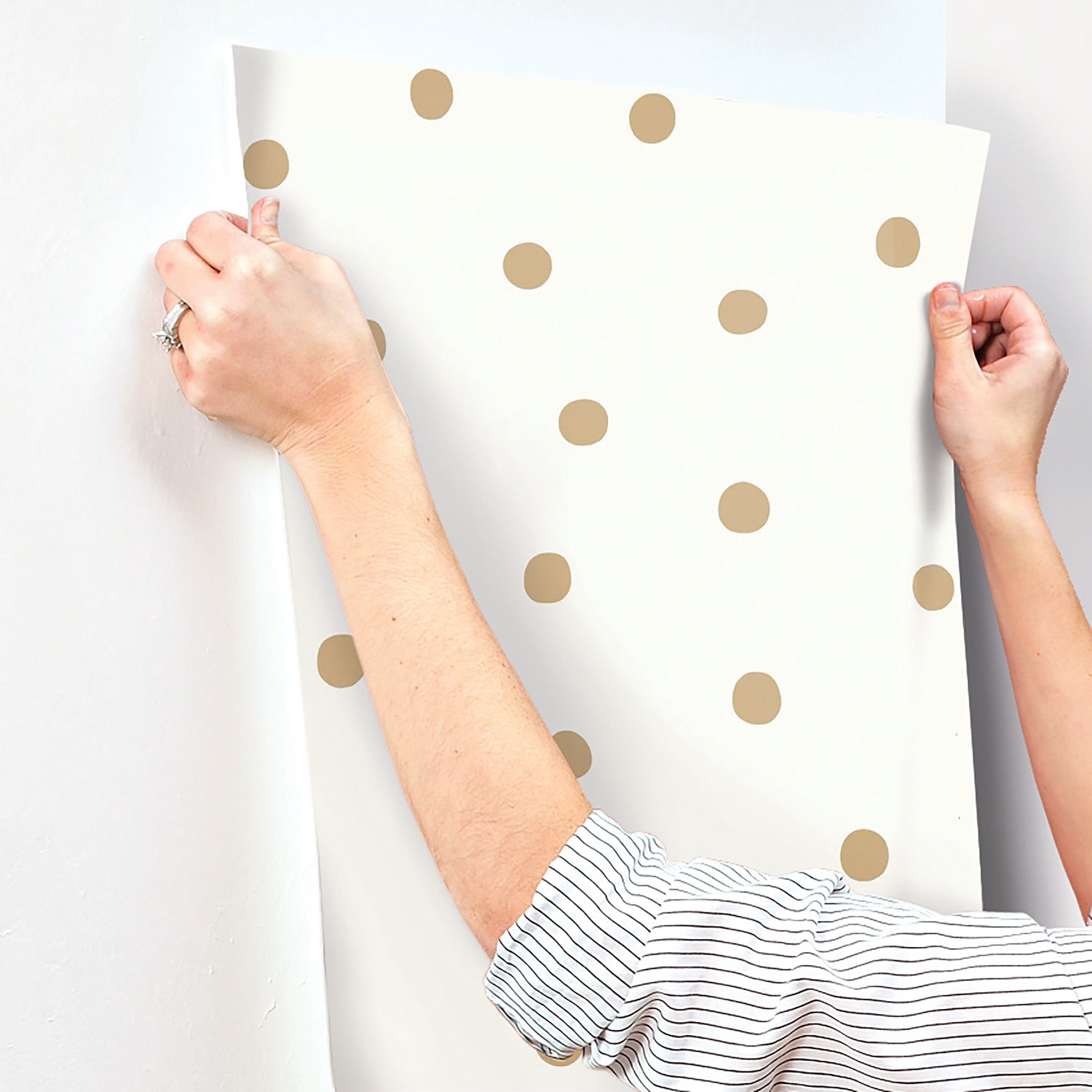 Large Gold Dot Peel and Stick Wallpaper - how to stick