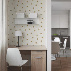 Large Gold Dot Peel and Stick Wallpaper in a room setting