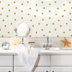 Large Gold Dot Peel and Stick Wallpaper in a room setting
