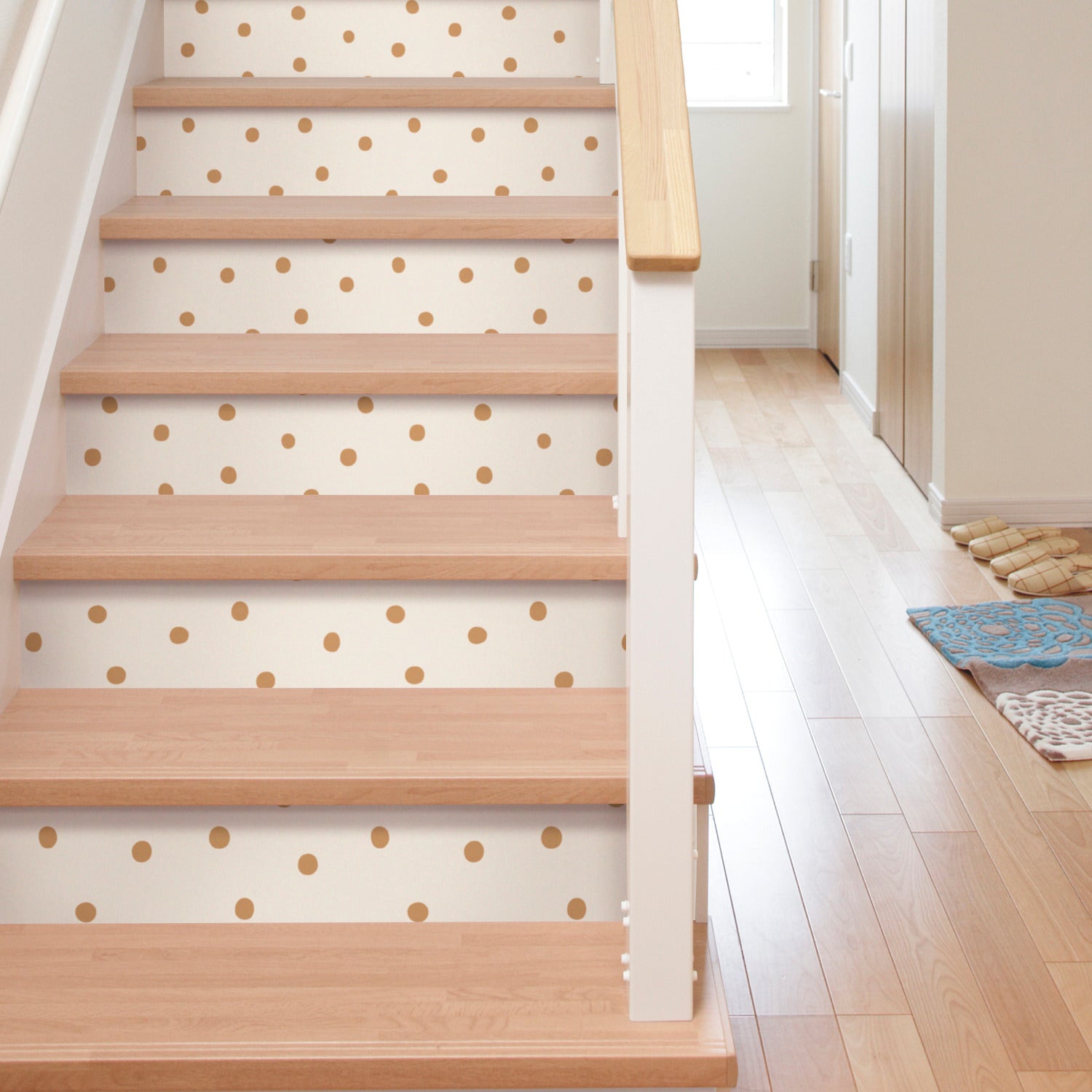 Large Gold Dot Peel and Stick Wallpaper in a room setting