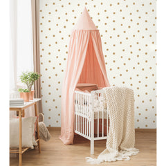 Large Gold Dot Peel and Stick Wallpaper in a room setting