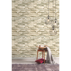 Stacked Stone Peel and Stick Wallpaper in a room setting