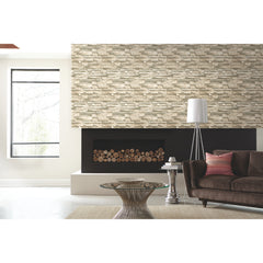 Stacked Stone Peel and Stick Wallpaper in a room setting
