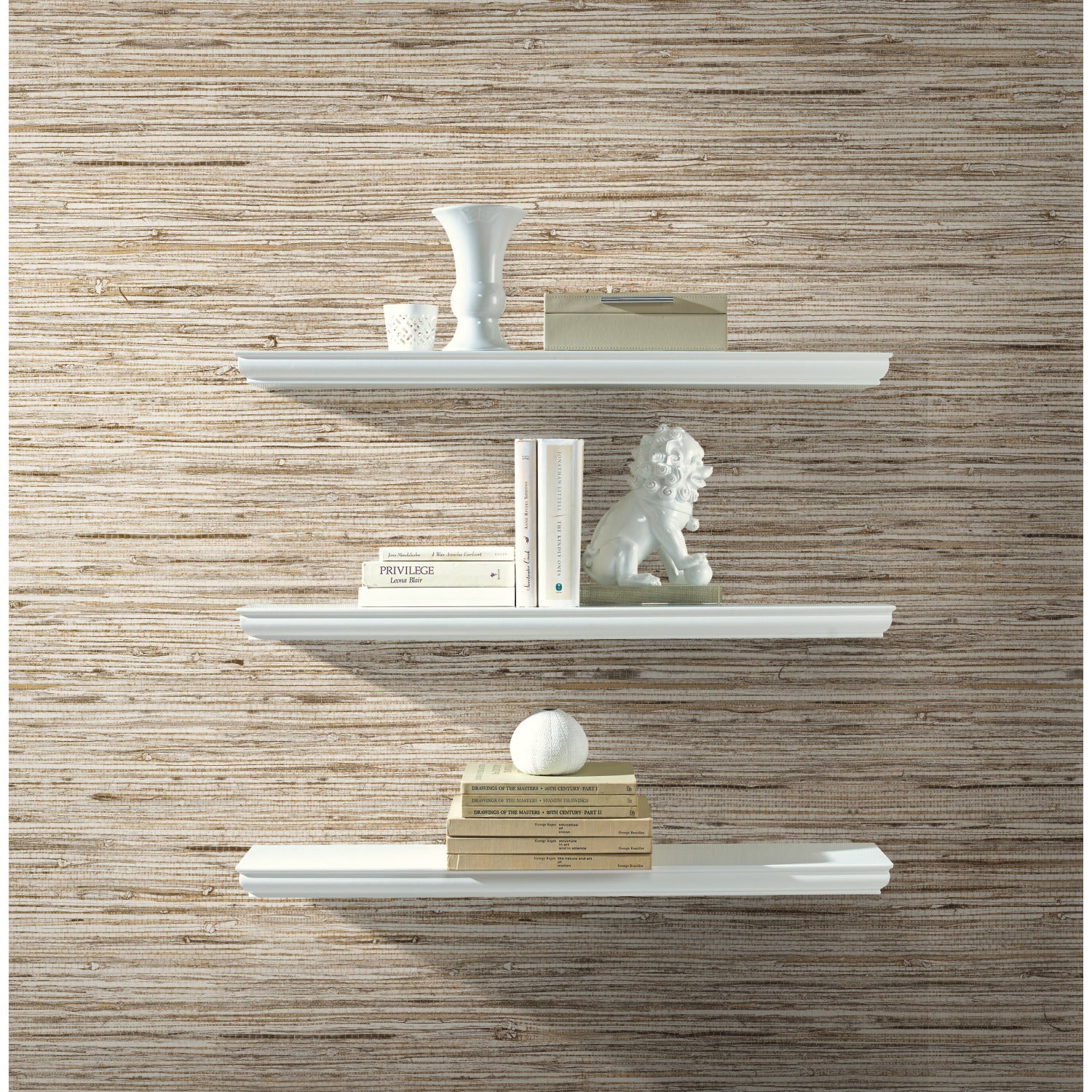 Faux Grasscloth Peel and Stick Wallpaper in a room setting