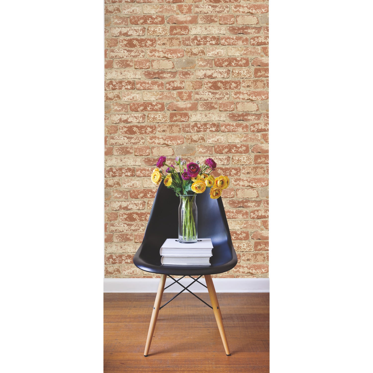 Stuccoed Brick Peel and Stick Wallpaper in a room setting