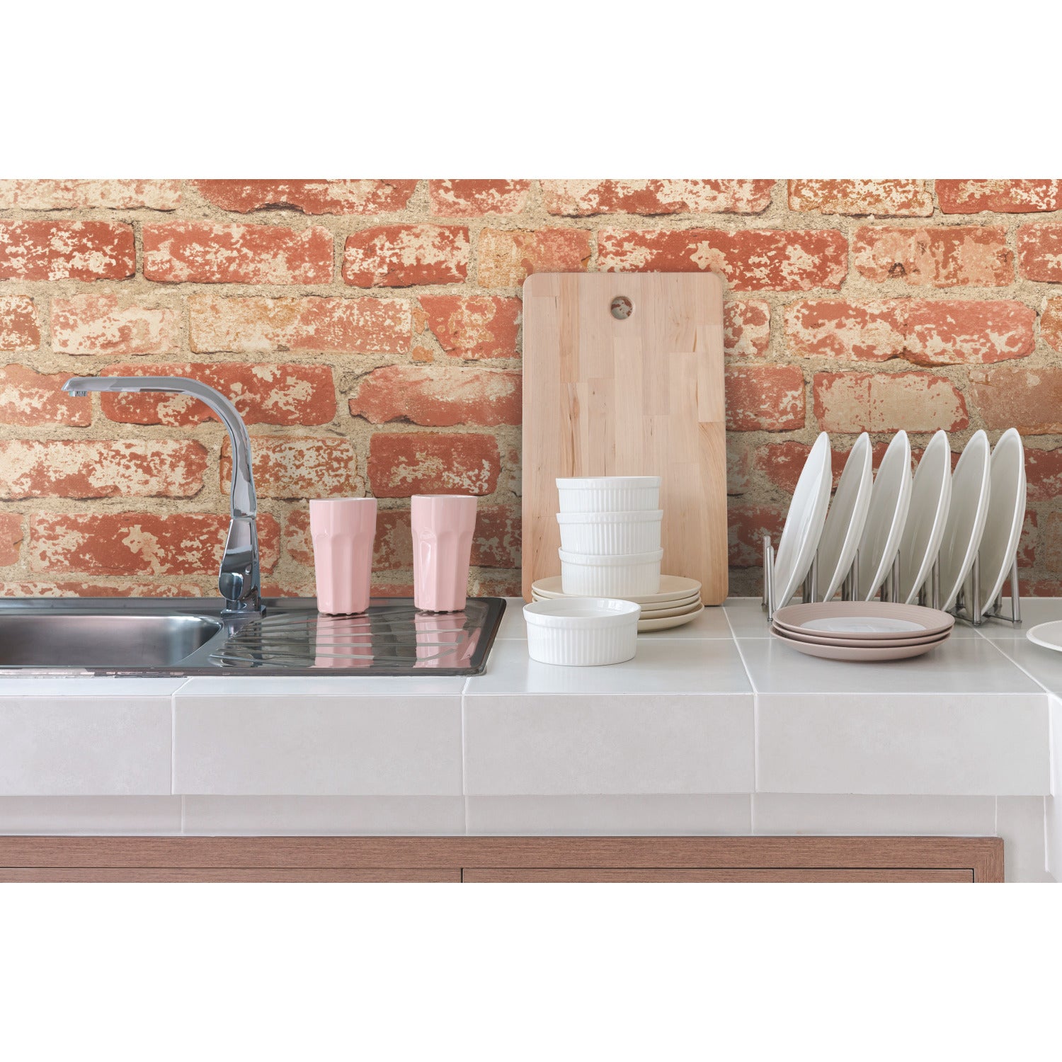 Stuccoed Brick Peel and Stick Wallpaper