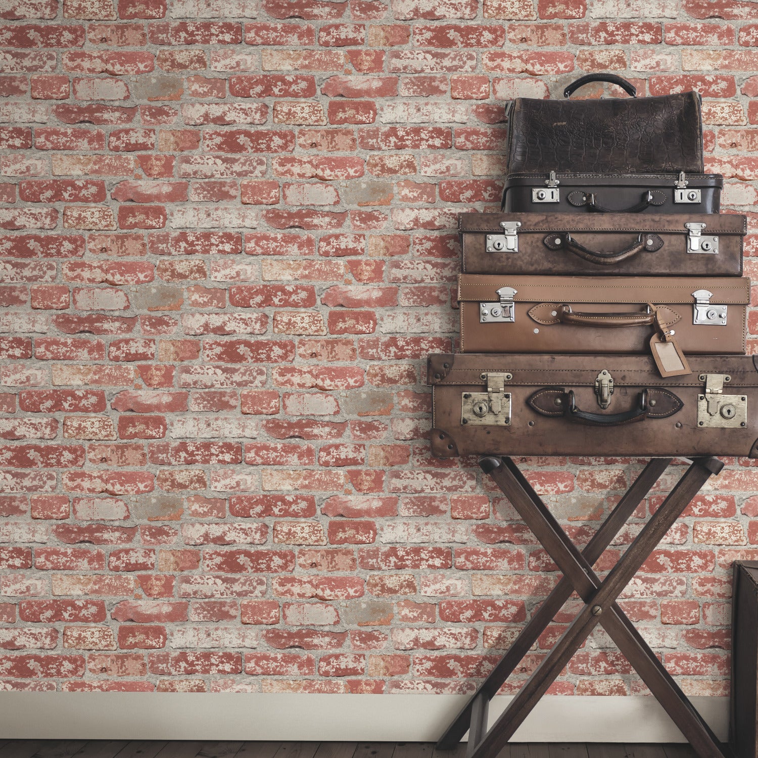 Stuccoed Brick P&S Wallpaper in a room setting
