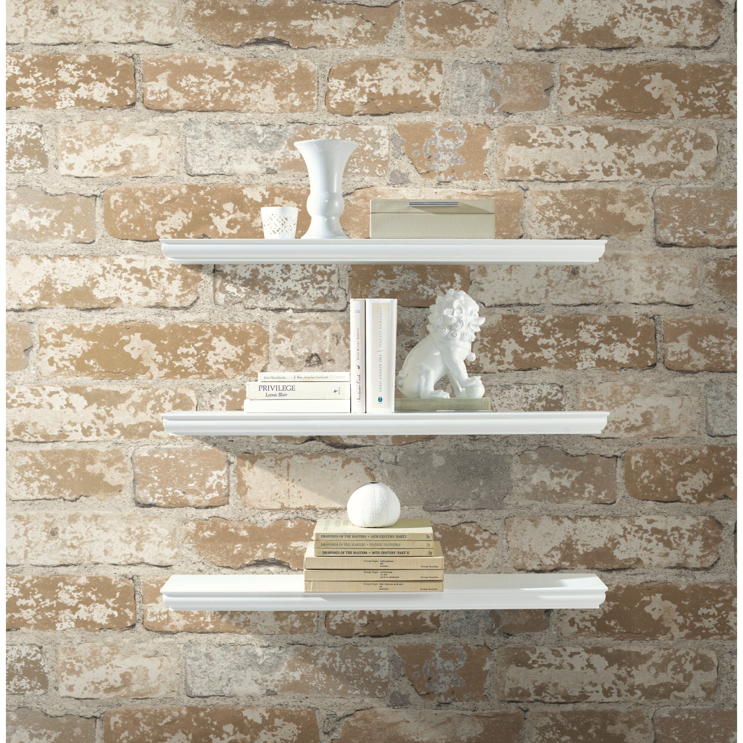 Stuccoed Brick Peel and Stick Wallpaper in a room setting