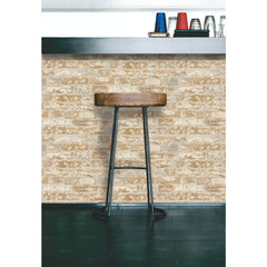 Stuccoed Brick Peel and Stick Wallpaper in a room setting