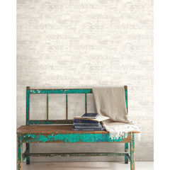 Stuccoed Brick Peel and Stick Wallpaper in a room setting
