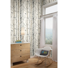 Birch Trees Peel and Stick Wallpaper in a room setting