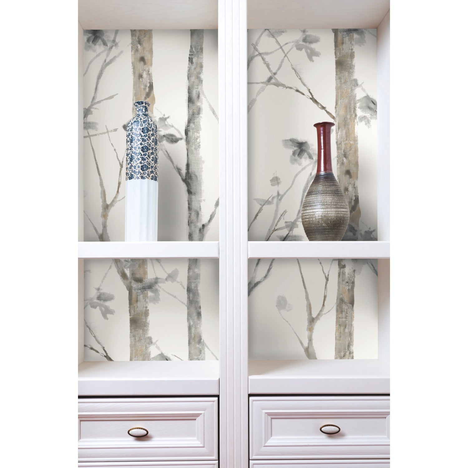 Birch Trees Peel and Stick Wallpaper in a room setting